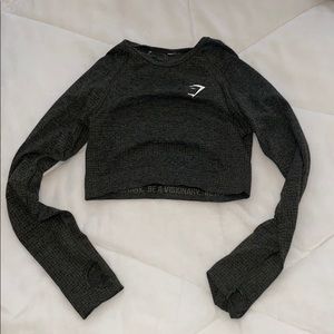 Army green long sleeve gym top